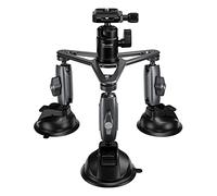TELESIN Triple Suction Cup Car Mount Heavy Duty Tripod with 360 Ball Head for GoPro 13 Insta360 X5 DJI Action 5 Pro DSLR Mirrorless Camera, Dashboard Windshield Window Motion Vehicle Holder Attach