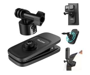 TELESIN Upgraded Magnetic Universal Shoulder Strap Backpack Clip Mount With Quick Release Mount For GoPro, Insta360 & DJI Action Camera