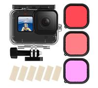 TELESIN Waterproof Case with 3-Pack Filter for GoPro Hero 11 Hero 10 Hero 9, Supports 60M Underwater Scuba Snorkeling Diving with Red Magenta Filter