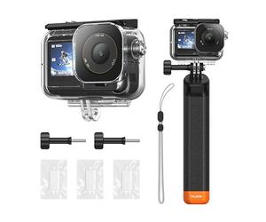 TELESIN Waterproof Case With Floating Stick for DJI Action 5 Pro Action 4/3 Camera, with Anti-Fog Underwater Housing Shell Cage Supports 45M/148FT Deep Diving Scuba Snorkeling with Quick Release Screw