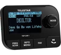 TELESTAR TOP CAR 1 DAB+ Adapter for Car Radios (FM Transmitter, Line-Out Connection, Bluetooth 5.0, MicroSD Slot, 2.3 Inch Display, Suction Mount) - Black