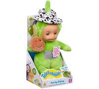 Teletubbies Party Dipsy Talking Plush Toy - Soft Cuddly Doll with Party Hat & Toast, 31.5 x 13.3 x 11 cm