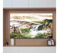 Television cover, Indoor Landscape Printing TV Cover 32"-85" Dust-proof Polyester Screen Protector For Wall Mounted Televisions LED LCD(C,47 50IN)