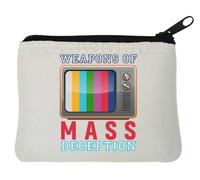 Television TV Weapons of Mass Deception Brave New World Neoprene Coin Purse Pouch 10x11cm White