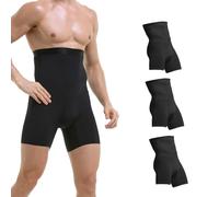 TELEWEE Men Tummy Control Shorts High Waist Underwear Slimming Shapewear Body Shaper Leg Boxer Briefs, 3 Black, XXXL