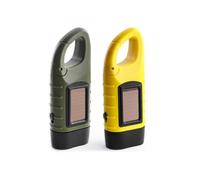 Telidif 2-Pack Wind Up Torch, LED Flashlight with Solar Power and Hand Crank, Super Bright Emergency Light with Carabiner Hook, Portable Rechargeable Torch for Camping, Hiking, Outdoor Survival Gear