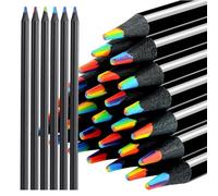 Telidif Rainbow Colored Pencils, 12 Pcs Black Wooden Pencils with Rich Colors, Ideal for Drawing, Art, and School Projects, Create Gradient Effects, Perfect Art Supplies for Kids and Beginners