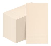 Teling 100 Pcs Fall Paper Napkins Disposable Thanksgiving Dinner Cocktail Napkins Autumn Hand Towels for Home Bathroom Kitchen Holiday Party Supplies Tableware Decorations (Beige)