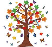 Teling 133 Pieces Tree Bulletin Board Decoration Set Maple Leaves Family Cutouts Tree for Classroom Bulletin Board