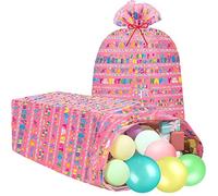 Teling 2 Pcs 80 x 60 in Jumbo Birthdays Gift Bags for Giant Present Extra Large Plastic Oversized Bike Christmas Wrapping Bag for Baby Shower Party Favors Christmas Wedding(Pink)