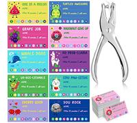 Teling 200 Pcs Punny Reward Punch Cards Behavior Punch Cards with Hole Punch Kids Behavior Reward Chart Positive Loyalty Cards for Classroom School Students Kids Teachers 3.5 x 2 Inch 10 Styles