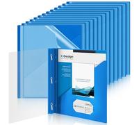 Teling 24 Pcs Clear Report Cover with 3 Prongs, Plastic Report Presentation Folders 90 Sheet Capacity Resume Document Covers for School Office (Blue)