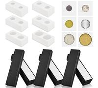 Teling 303 Pieces Coin Flips 3 Pcs 2 x 2 Inch Coin Storage Boxes 300 Pcs Cardboard Holders in 6 Sizes Collection Supplies for Collectors(Black)