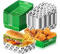 Teling 36 Pack Soccer Theme Party Supplies Large 5 lb Soccer Plates Trays Paper Food Boats Disposable Nacho Serving Snack Trays Dinner Plates for Sport Birthday Decorations Favors