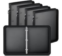 Teling 4 Pcs 2 Inch Black Zipper Binder with 3 Ring Zipper Binder, Refillable Plastic Clear File Organizer Planner for Projects, Assignments, Memos, School Work, 13.2 x 11 Inch