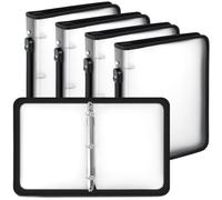 Teling 4 Pcs 2 Inch Clear Zipper Binder with 3 Ring Zipper Binder, Refillable Plastic Clear File Organizer Planner for Projects, Assignments, Memos, School Work, 13.2 x 11 Inch