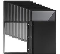 Teling 50 Pcs Report Covers with 3 Prong Fasteners Clear Front Presentation Folders Frame View Poly Report Folder Presentation Binder for Paper Document School Office (Black)