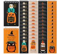 Teling 50 Pcs Spiral Halloween Notepad Bulk 3x5 Inch Small Halloween Notebooks Memo Pads Top Spiral Mini Note Pads 75 Pages Pumpkin Boo Pocket Lined Notebook for School Office Party Favors Supplies