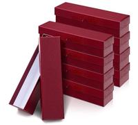 Teling 8 Pcs Coin Storage Box 2x2inch Flip Holders Box Coin Collectors Supplies Holders for Cents Collection Cardboard (9 x 2 x 2 Inches,Dark Red)