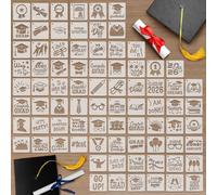 Teling 80 Pcs Graduation Cookie Stencils 3 x 3 Inches Graduation Stencil Template Plastic Graduation Stencils for Cookies Artists' Drawing and Lettering Aids for Painting on Wood Graduation Party DIY