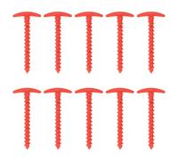 Telituny 10Pcs Tent Stakes Plastic 5.7in T Shape Spiral Ground Stake Anchors Pegs for Tarps Canopy Camping Hiking (Red)