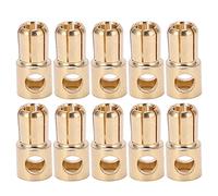 Telituny 6mm Banana Plug Gold Plated Male Connector Adapter High Precision CNC Machined Pure Copper Electronic Test Accessories For RC Battery ESC Motor 10 Pcs