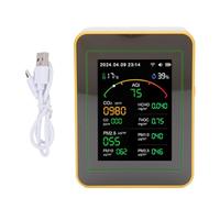 Telituny Air Quality Monitor, Indoor Air Quality Tester with Real-Time HCHO/TVOC/PM2.5/PM10/CO2 Detection, Humidity & Temperature Sensor, WiFi Connectivity, Smart App, Data Curve Tracking, (White