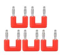 Telituny Banana Dual Plug Connector Plated Brass High Conductivity 19mm Spacing 1 Female to 2 Male Adapters for Electronic Industrial Equipment 5Pcs (Red)