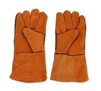 Telituny Leather Gardening Gloves, Cowhide Thorn Proof Work Gloves with Wrist Protection, Heavy Duty Durable Safety for Planting, Pruning, and General Garden Work, Yellow