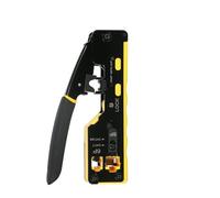 Telituny RJ45 Crimp Tool Kit All in One Pass Through Crimping Tool for Cat5e Cat6 Cat6a Pass Through Connector with 100Pcs Connectors 100Pcs Covers Network Cable Pliers Tester (Yellow)