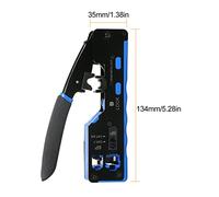 Telituny RJ45 Crimp Tool Kit All in One Pass Through Crimping Tool for Cat5e Cat6 Cat6a Pass Through Connector with 100Pcs Connectors 100Pcs Covers Network Cable Pliers Tester (Blue)