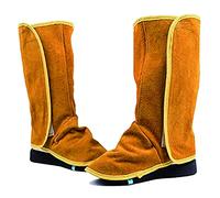 Telituny Welding Shoe Protector, 1 Pair Leather Welding Spats Flame Resistant Shoe Covers Welder Working Shoes Protector Gaiters for Welding Construction Auto Repair