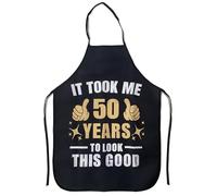 Telivava Funny 40th 45th 50th 55th 60th Birthday Gifts for Women Men, Adjustable Chef Apron for Grilling Cooking Baking, Novelty Bday Gift Ideas for Mom Dad Husband Wife, Black