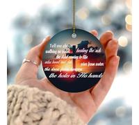 Tell' Me About Walking on Water' Healing The Sick' Christmas Ornaments Christian Jesus Hanging Ornaments Holiday Christmas Tree Party Decorations Hanging Ceramic Souvenir for Family Birthday Home