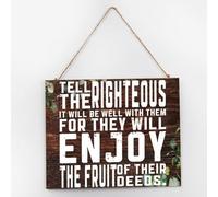 Tell The Righteous It Will Be Well with Them Home Decoration Signs Inspirational Established Wood Sign Retro Wall Art Wood Plaque Sign Home Decor for Bathroom Pantry 10x12 Inch