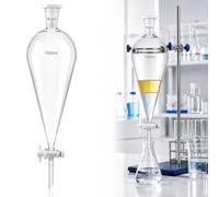 Tellegloww 1000 ml Borosilicate Glass Separatory Funnel, Heavy Wall Conical Liquid Extraction Funnel with 24/40 Standard Taper Joint and PTFE Stopcock, Essential Chemistry Lab Glassware