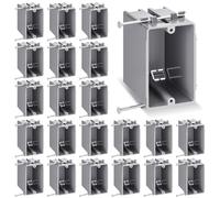 Tellegloww 24 Pcs 1-Gang New Work Electrical Outlet Box, Plastic Outlet Box, Grey PVC Electrical Junction ETL Listed for Construction Flexibly Adjusted Home Improvement