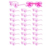 Tellegloww 24 Pcs Breast Cancer Awareness Accessories Pink Heart Shaped Sunglasses Breast Cancer Awareness Gifts Party Supplies Favors Hope Faith Strength Courage