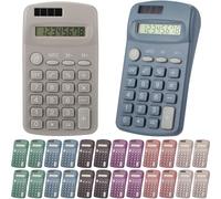 Tellegloww 24 Pcs Pocket Size Solar Calculators Bulk for Classroom Mini Basic Calculator Solar Battery Dual Power 8 Digit Display for Kids Student School Office Accounting Tool