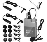 Tellegloww 4 Pack 3-pin XLR Lavalier Microphone Kit, 6.56ft/ 2m Balanced Mic Cable, Omnidirectional Lapel Mic with Clips, Foam & Furry Windscreen for Camera Mixer PA System Video Recording Interview