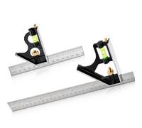 Tellegloww 6-inch & 12-inch Adjustable Combination Square Set, Combo Square with Stainless Steel Ruler and Aluminum Head, Metric & Inch Scale, Bubble Level, 90° & 45° Angles, Precision for Carpenter