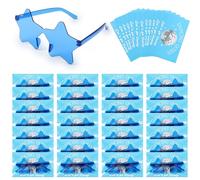Tellegloww 72 Pcs Dancing Queen Party Gift Set 24 Set Blue Star Sunglasses Cards and Bags Disco Party Fever Favors for Bachelorette Birthday