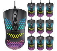 Tellegloww 8 Pack USB Wired Mouse Computer Mouse with RGB Lighting 3 Adjustable Dpi Ergonomic Optical Office Corded Mice for PC Desktop Laptop Computer Office School Home Classroom Supplies