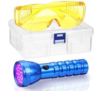 Tellegloww AC Leak Detector Kit AC UV Oil Dye Leak Detection Includes LED Flashlight and UV Protective Glasses with Box for Car Refrigerant Detector Tool(28 LED)