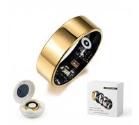 Tellerbiao Smart Ring for Women & Men with Charging Case, 24/7 Sleep & Health Tracker for Heart Rate & SpO₂, IP68 Waterproof, Long Battery, No Subscription for iOS & Android (Gold, 12#)