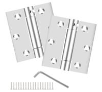 Tellfeel 3"" Self Closing Door Hinges Adjustable Spring Heavy Duty Hinge 5/8"" Radius Corner Fire Rated Exterior Door Hinges Bathroom Pantry Basement Door Hinges - 2 Pack, brushed silver