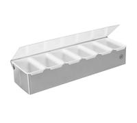 TELLIER Louis Spice and Condiment Box with 6 Compartments Stainless Steel Practical Display and Dispenser for Spices, Ingredients and Toppings at Hand - Professional Quality