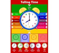 Telling The Time Childrens Clock Wall Chart Educational Childs Poster Art Print WallChart (.)