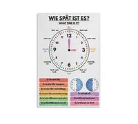 Telling Time Poster German Language Educational Posters, What Time Is It, Teaching Tool Metal Tin Sign Art Poster and Wall Art Print Modern Family Bedroom Decor 8x12inch