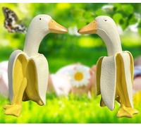 Tellme Banana Duck Statue, Creative Whimsical Garden Art Resin Sculpture, Cute Duck Gnomes Decor for Room, Porch, Office, Home, Funny Indoor Outdoor Peeled Banana Ornament, Personalized Gifts (1 PC)